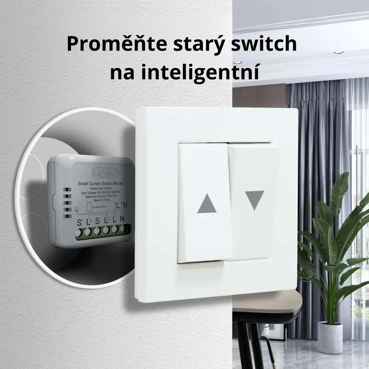 MOES ZigBee smart modul pro ovládání závěsů mini